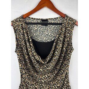 J.T.B. Sleeveless Cowl Neck Top Small Leopard Print